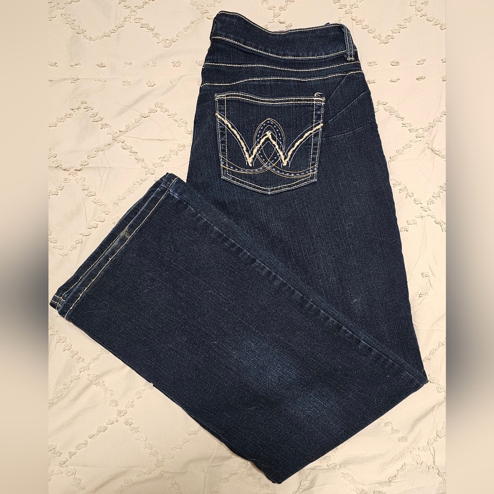 Wrangler Women's Dark Indigo Boot Cut Riding Jeans Size 15/16 x 32